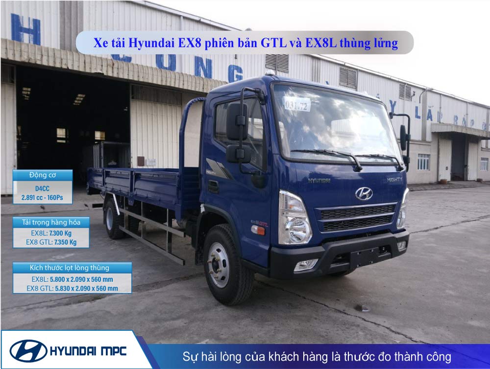 Xe tải Hyundai EX8 bản GTL và EX8L thùng lửng